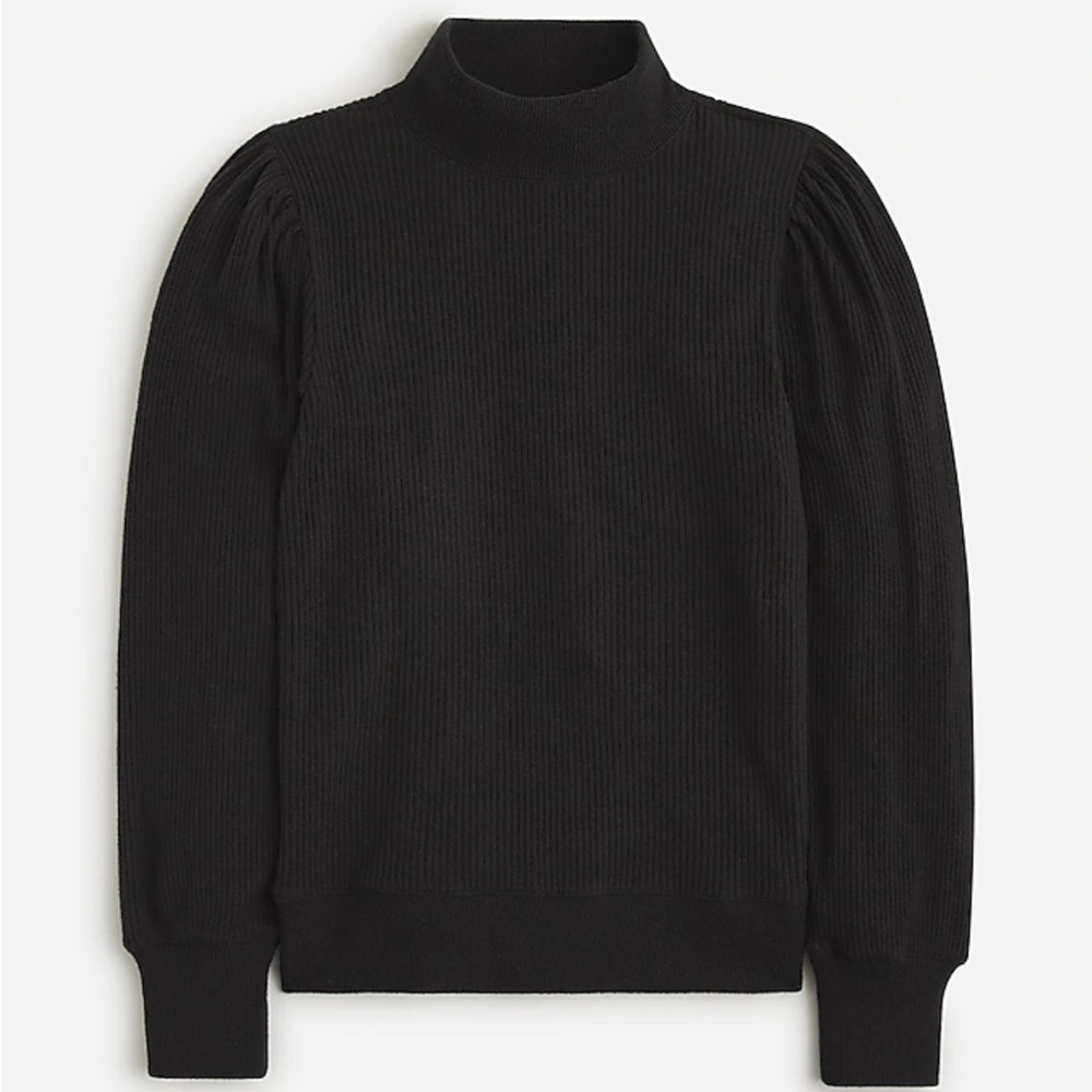J Crew rib puff sleeve mockneck